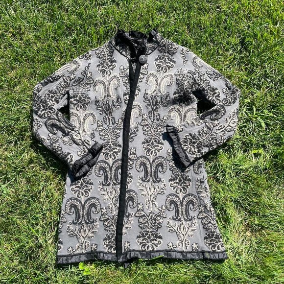 grey and black wool coat - Picture 1 of 5